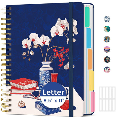 ZOTIA Large Spiral Notebooks for Work 5 Subject with Removable Dividers