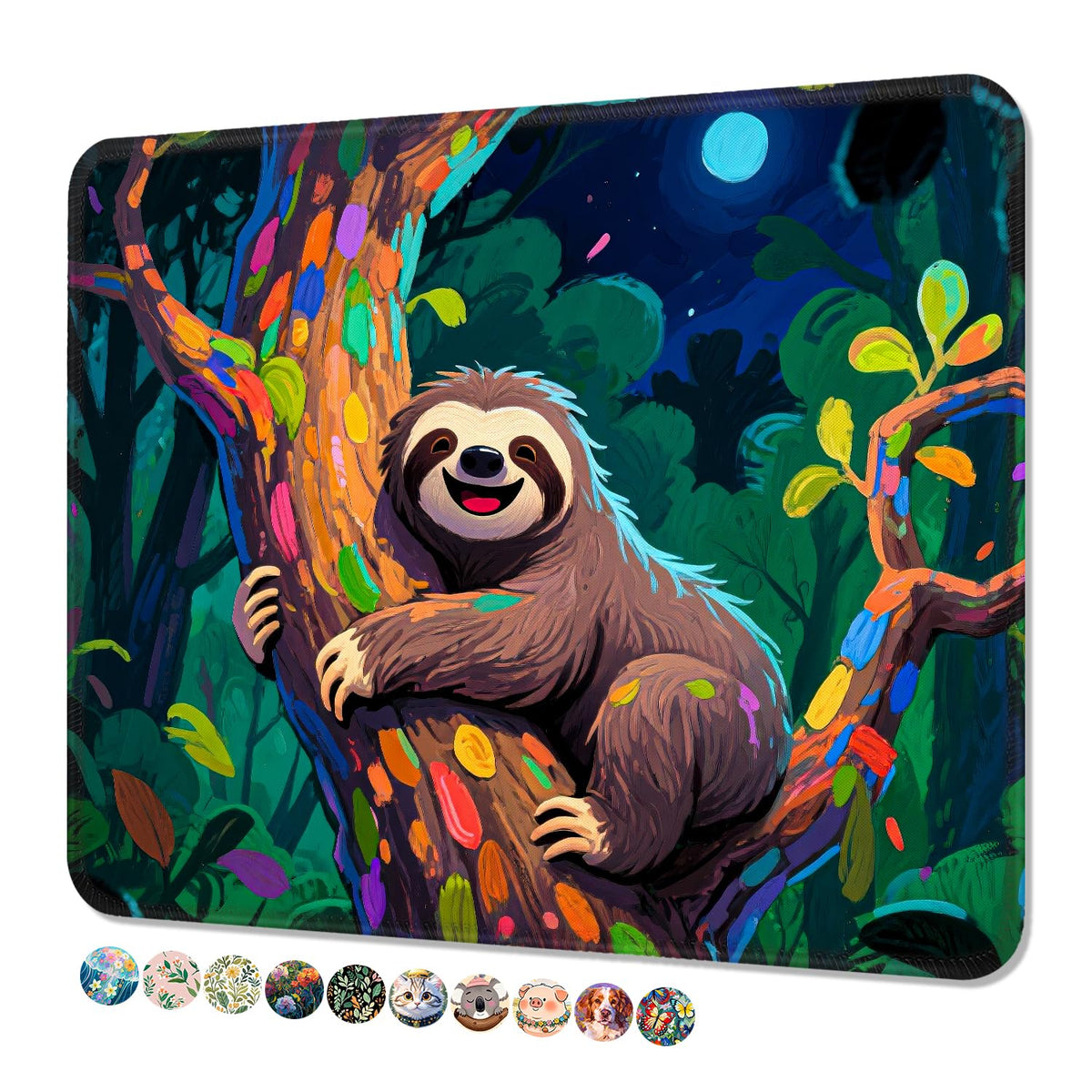 Mouse Pad, Cute Mouse Mat, 10" x 8", Colorful Flower Cat