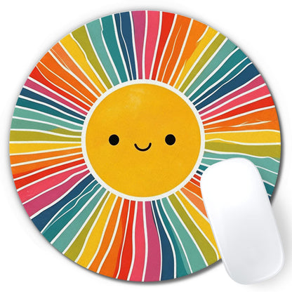 Boho Colorful Sunshine Rainbow Mouse Pad, Cute Sunshine Mouse Pads Mousepad for Desk Home Office Dorm Computers Laptop, Boho Office Supplies Desk Accessories, 7.9x7.9 Inch