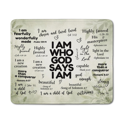 Inspirational Christian God Says I Am Mouse Pad, Minimalist Boho Floral Bible Verse Affirmation Mouse Pads Mousepad for Home Office Dorm Computers Laptop Supplies Desk Accessories, 9.5x7.9 Inch