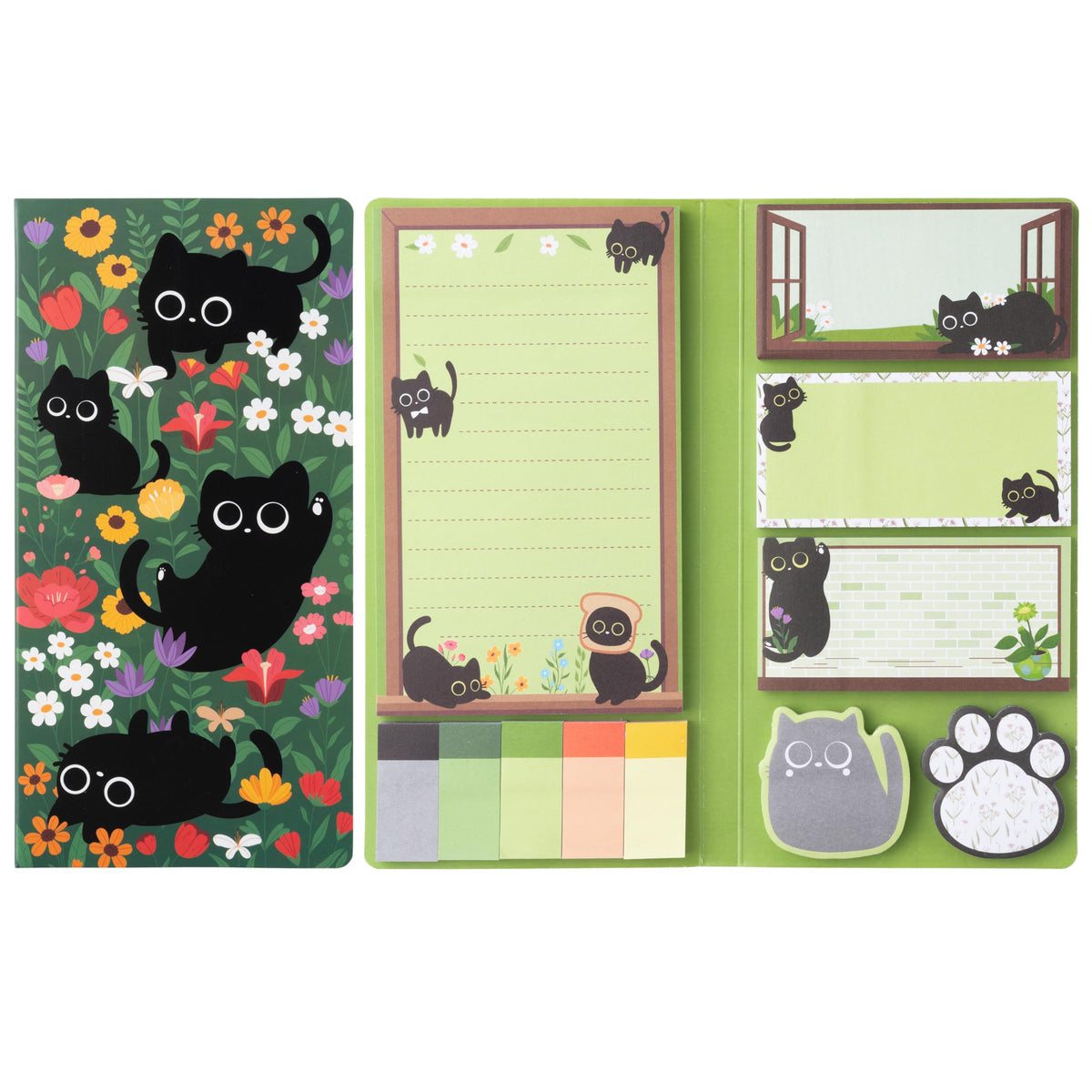 B1ykin Sticky Notes Set - 550 Sheets Memo Writing Pad Cat Floral Design