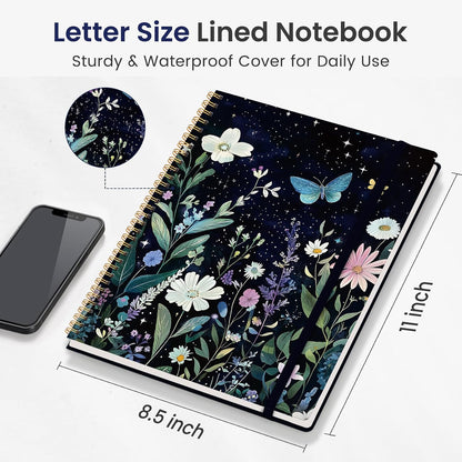 Taja Large Spiral Lined Journal for Women and Men, Notebook for Work