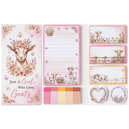 B1ykin Sticky Notes Set - 550 Sheets Memo Writing Pad Cat Floral Design