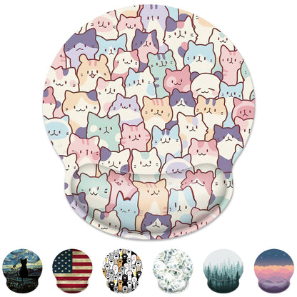 Kawaii Anime Black Cat Ergonomic Mouse Pad with Wrist Rest for Desk Work