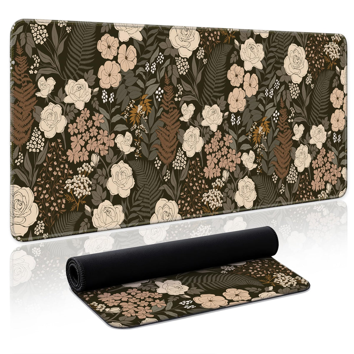 Aesthetic Desk Mat, Cute Enchanted Garden Desk Pad Protector for Work & Decor, 31.5" x 11.8", Pretty Non-Slip Extended Mouse Pad for Office or Home