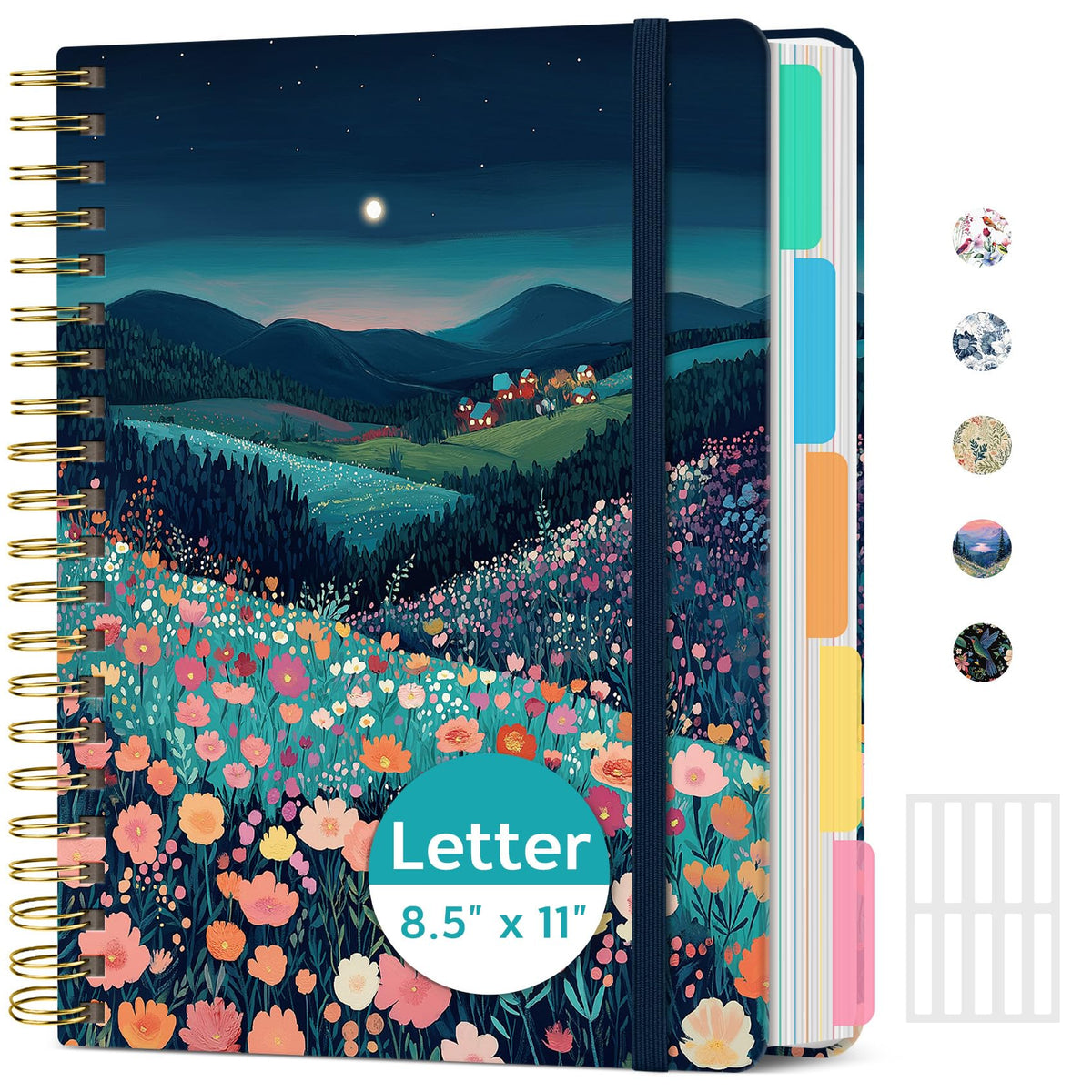 Taja Large Spiral Notebooks for Work 5 Subject with Removable Dividers