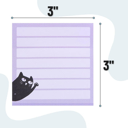 Mr. Pen- Black Cat Sticky Notes Set, 3" x 3", 6 Pads, 480 Sheets | Black Cat Sticky Notes, Memo Pads, Self-Stick Note Pad for Office, School, Home, Study & Organization
