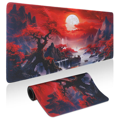 Mouse Pad Gaming - Desk Mat for Keyboard and Mouse - Kanagawa Large Mouse Pad for Desk, Japanese Sea Wave Mousepad (31.5 x 11.8inch) with Non-Slip Base, Desks Pad Mat for Game, Office and Home