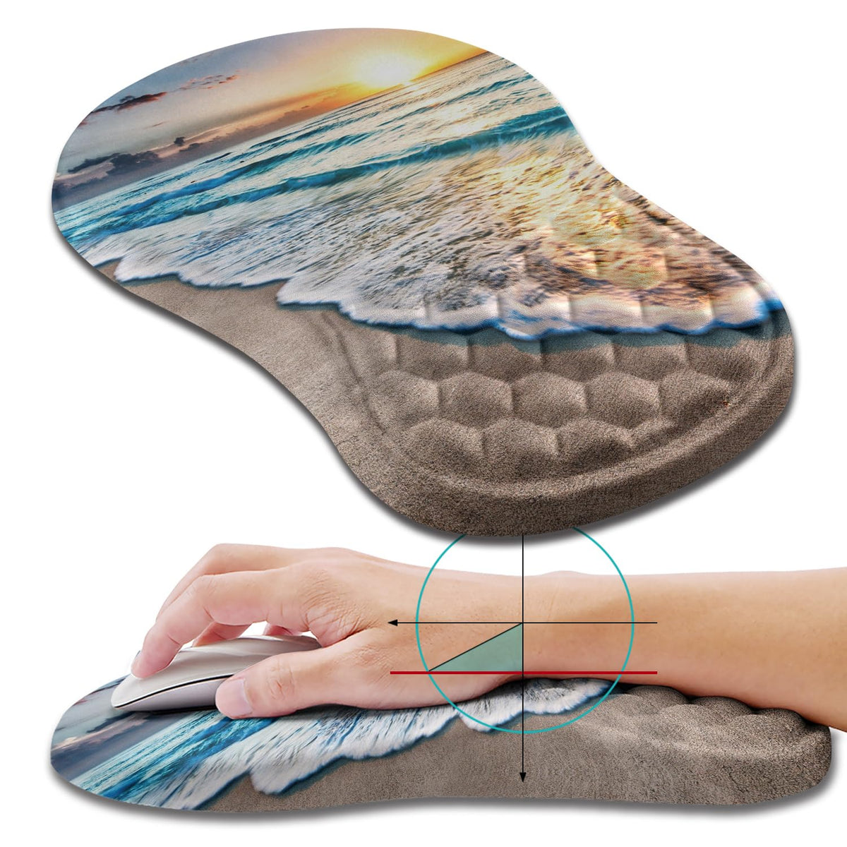 Hokafenle Ergonomic Mouse Pad Wrist Support, Wrist Rest Mousepad for Carpal Tunnel Pain Relief with Integrated Memory Foam Slope Massage Bulge (11.8x7.9 inch,Forest