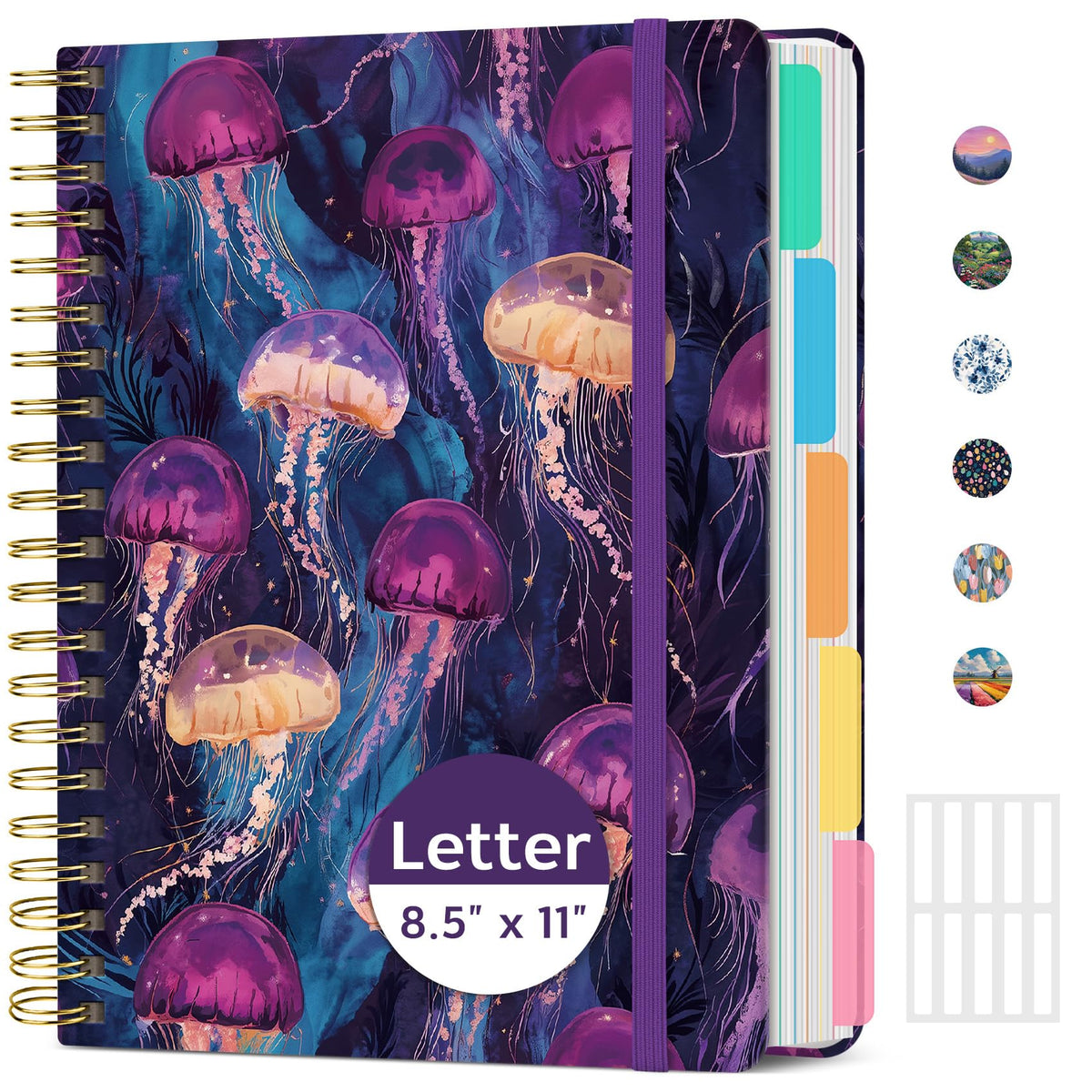 Taja Pretty Large Spiral Lined Notebook for Work with 5 Removable Dividers