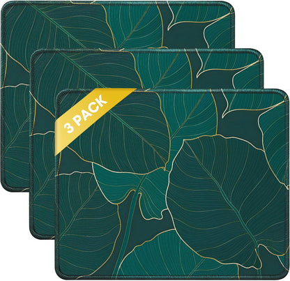 JIKIOU 3 Pack Mouse Pad with Stitched Edge, Perfect Size 10.2x8.3in Black
