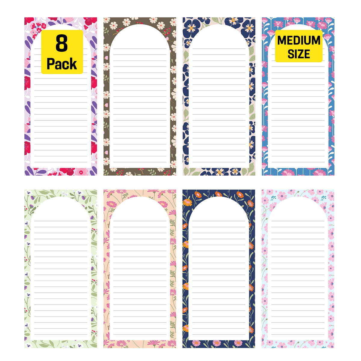 Magnetic Notepads for Refrigerator, 8 Pack Grocery List Pads, Fruit Design