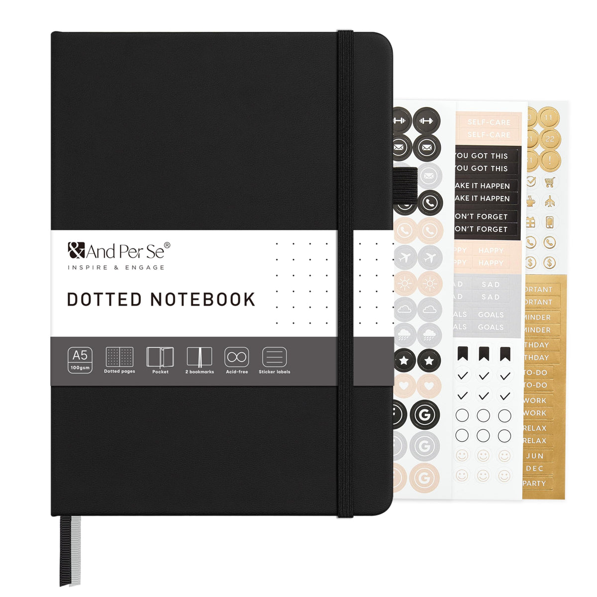 &And Per Se Lined Journal Notebook – A5 Hardcover, 160 Pages 100gsm Thick Paper, College Ruled for Writing - 5.7”x8” (Dark Green)