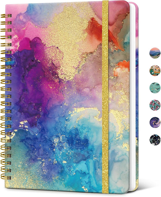 Taja Hardcover Journal for Women, Pretty Spiral Lined Notebook for Work, A5