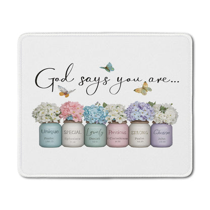 Inspirational Christian God Says I Am Mouse Pad, Minimalist Boho Floral Bible Verse Affirmation Mouse Pads Mousepad for Home Office Dorm Computers Laptop Supplies Desk Accessories, 9.5x7.9 Inch