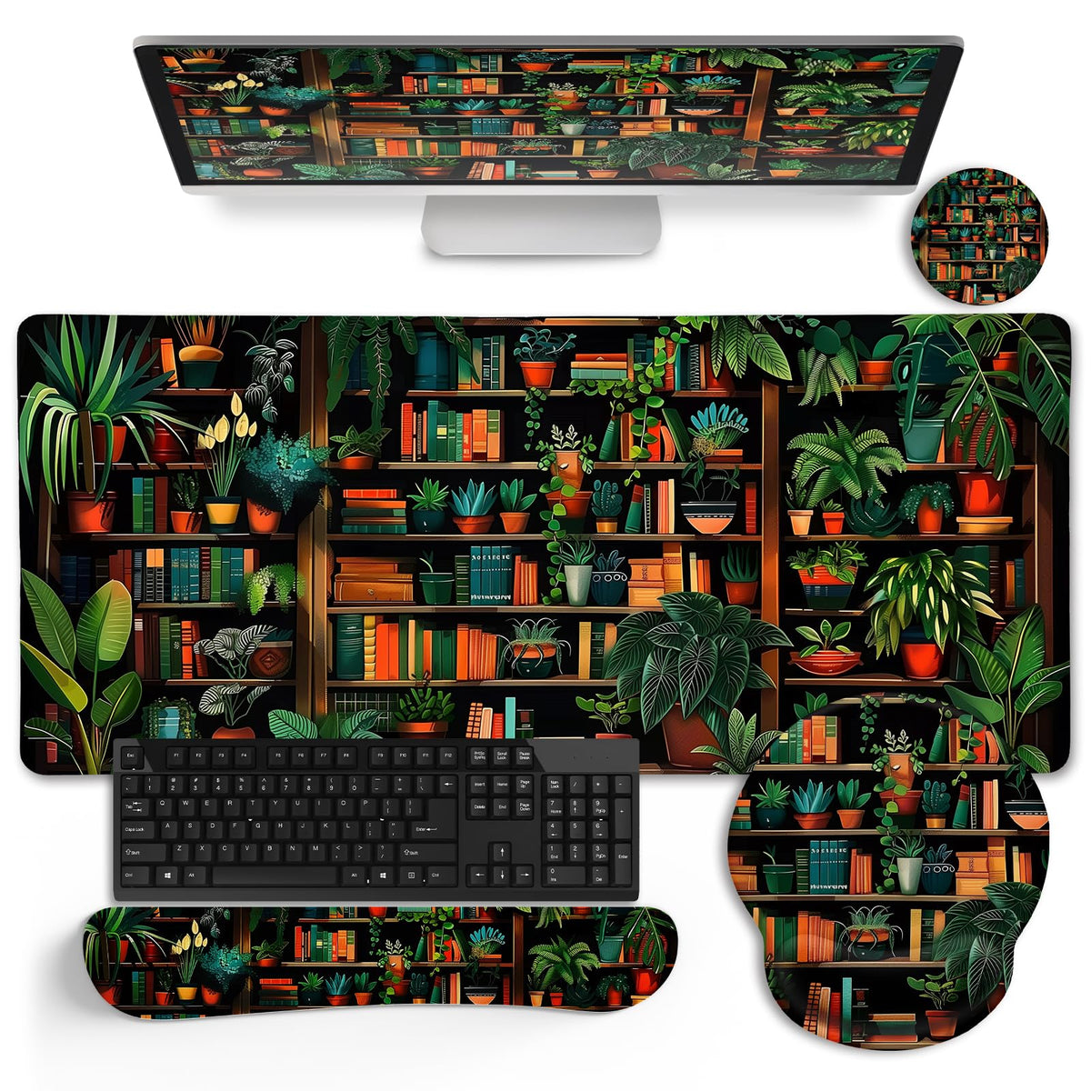 LIMKRIAN Goth Skull Mouse Pad Set Large Desk Mat for Desktop Decor