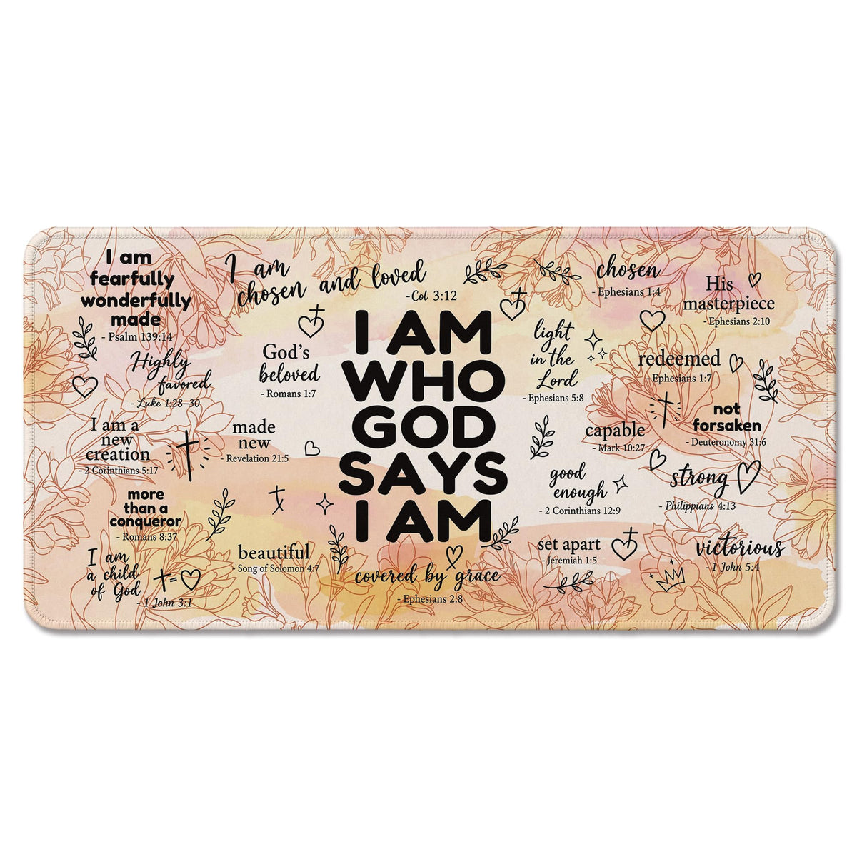 Inspirational Christian God Says I Am Mouse Pad, Minimalist Boho Floral Bible Verse Affirmation Mouse Pads Mousepad for Home Office Dorm Computers Laptop Supplies Desk Accessories, 9.5x7.9 Inch