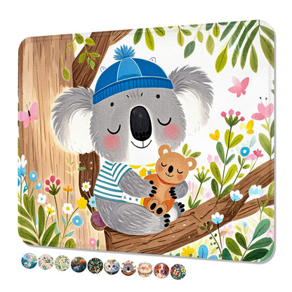 Mouse Pad, Cute Mouse Mat, 10" x 8", Colorful Flower Cat