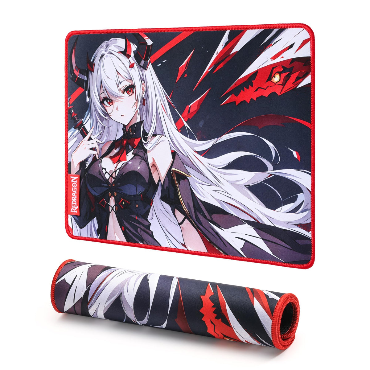 Redragon EISA P047L Anime Gaming Mouse Pad - Smooth Spandex Surface, Anti-Slip Rubber Base, Spill-Resistant, Durable 5mm Thick Design, 35 x 16 inches, Black