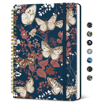 Taja Pretty Spiral Journal for Women, Lined Hardcover Notebook, 6" x 8"