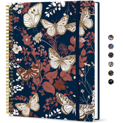 Taja Large Spiral Lined Journal for Women and Men, Notebook for Work
