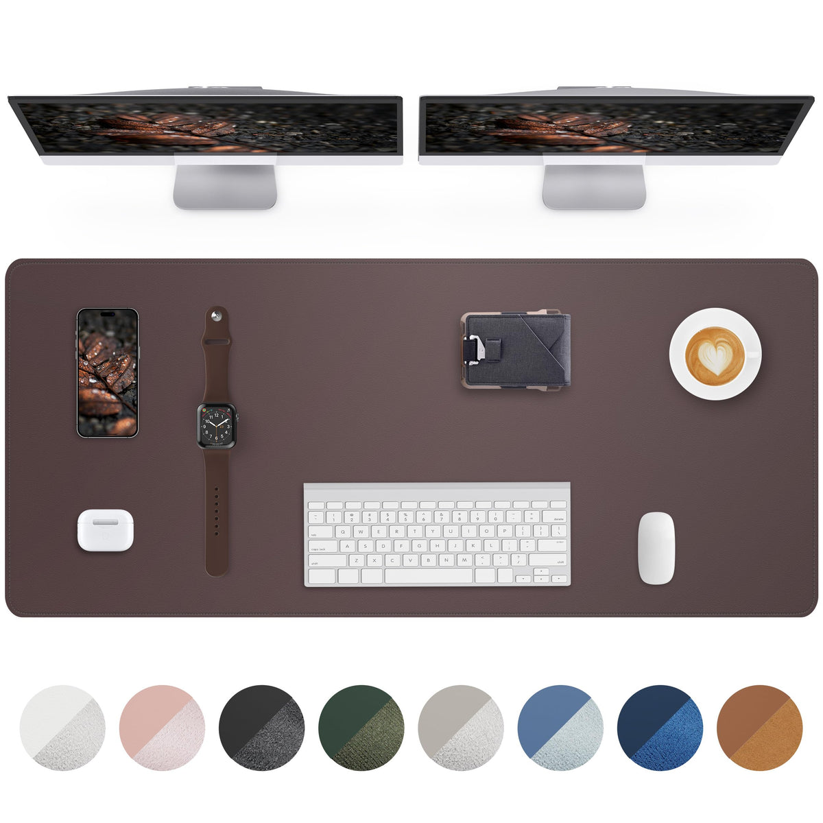 AFIING Desk Pad Protector 23.6" x 13.7" - Non-Slip Waterproof PU Leather Desk Mat for Mouse, Keyboard, Laptop, Office and Home Workspace (Beige)