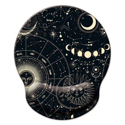 Mouse Pad with Wrist Support, Ergonomic Mouse Pad with Memory Foam Wrist Rest Cushion, Non-Slip Rubber Base Gaming Mice Pad for Home Office Computer Laptop, Flower Black