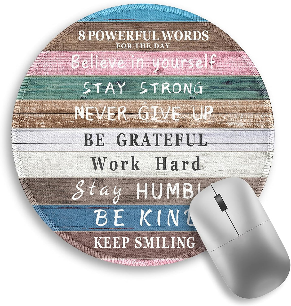 Inspirational Quote Work Mouse Pad, Positive Small Round Mousepad