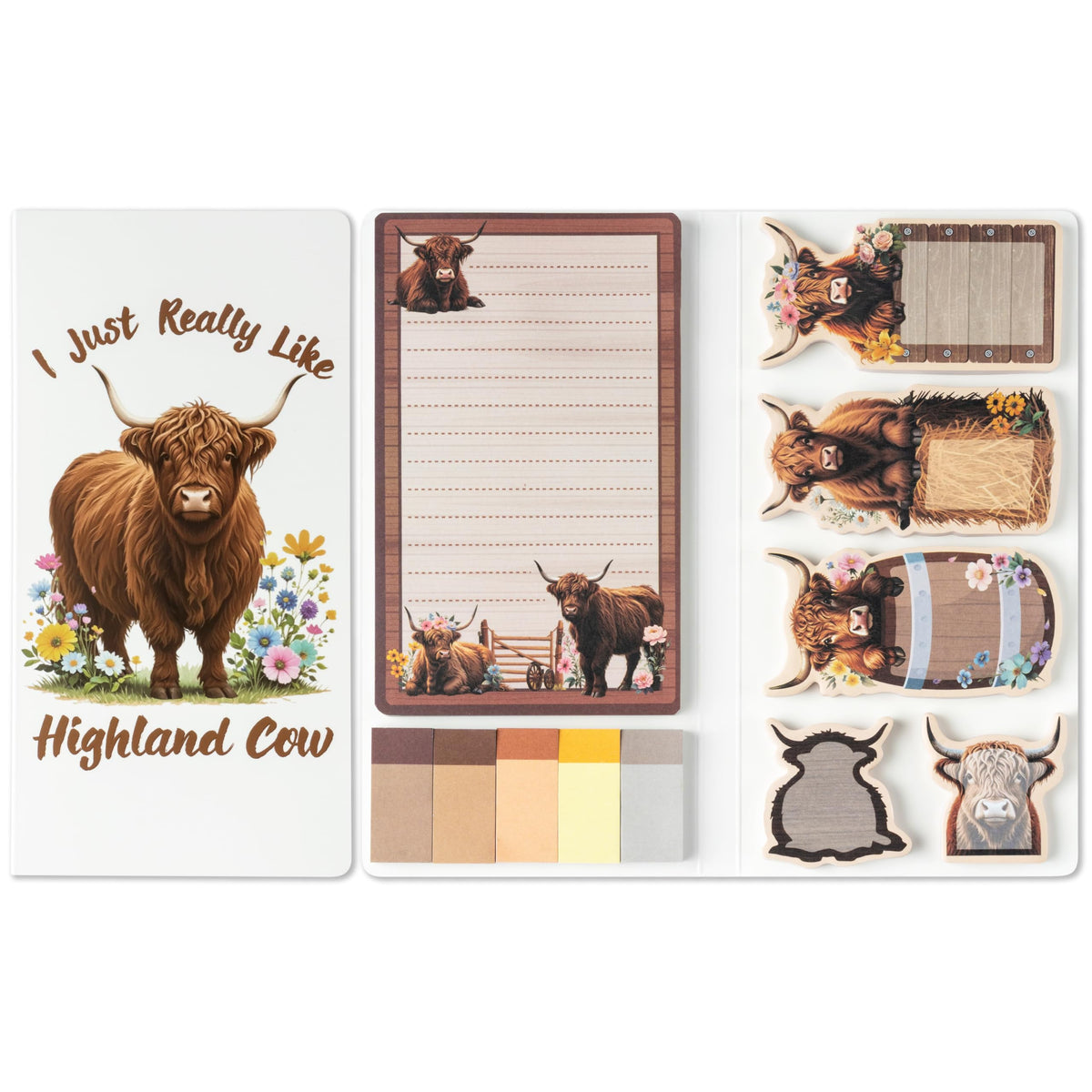 B1ykin Sticky Notes Set - 550 Sheets Memo Writing Pad Cat Floral Design