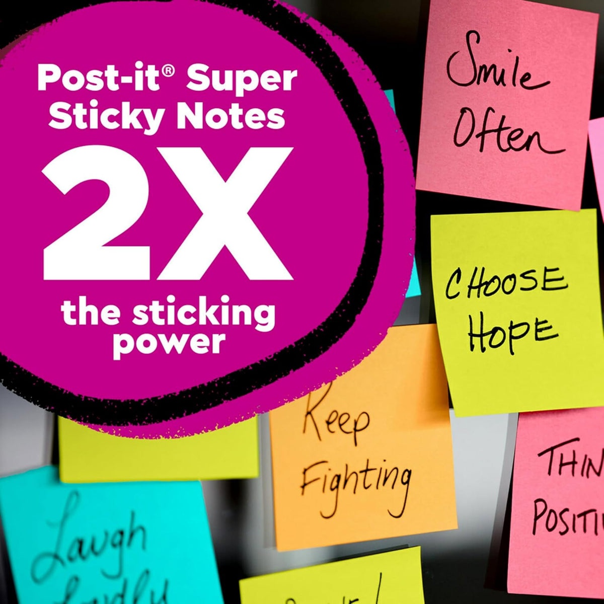 Post-it Super Sticky Notes, 5 Sticky Note Pads, 3 x 3 in., School Supplies, Office Products, for Vertical Surfaces, Monitors, Walls and Windows, First Snow White
