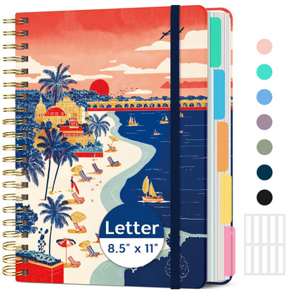 Taja Large Spiral Notebooks for Work 5 Subject with Removable Dividers