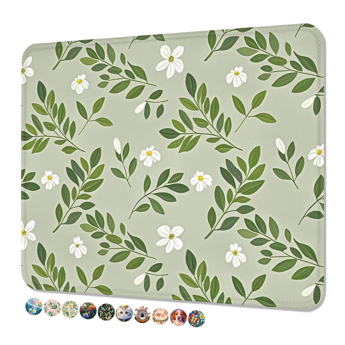 Mouse Pad, Cute Mouse Mat, 10" x 8", Colorful Flower Cat