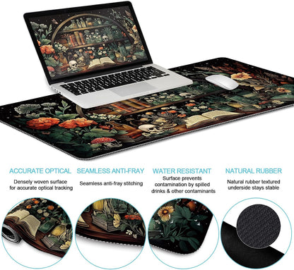 LIMKRIAN Goth Skull Mouse Pad Set Large Desk Mat for Desktop Decor