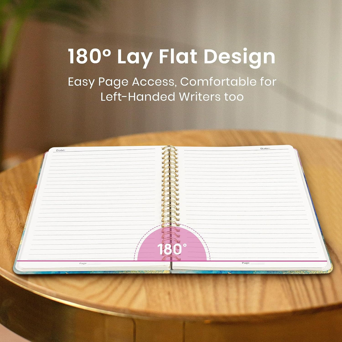 Taja Hardcover Journal for Women, Pretty Spiral Lined Notebook for Work, A5