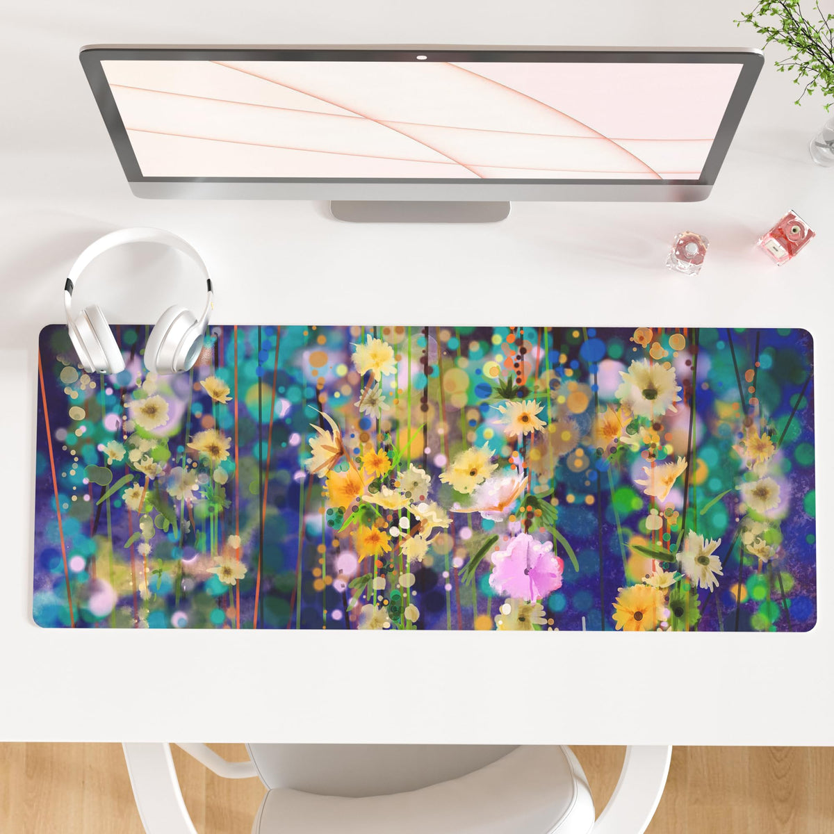 QiyI PU Leather Large Mouse Pad, Office Decor, 31.5" x 15.7", Rose Gold