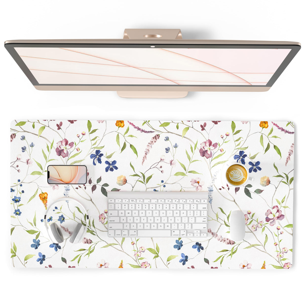 QiyI PU Leather Large Mouse Pad, Office Decor, 31.5" x 15.7", Rose Gold