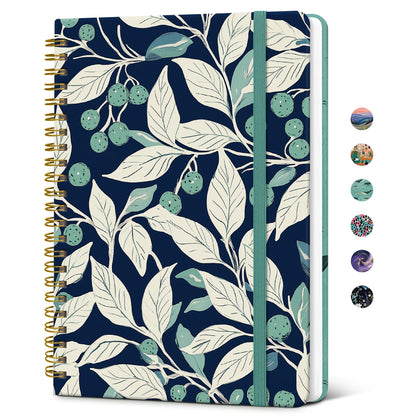 Taja Hardcover Journal for Women, Pretty Spiral Lined Notebook for Work, A5