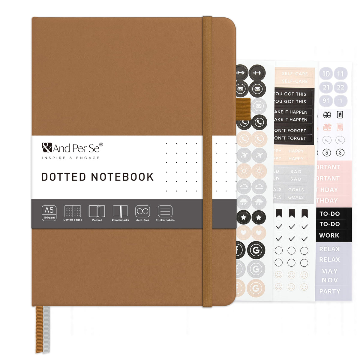 &And Per Se Lined Journal Notebook – A5 Hardcover, 160 Pages 100gsm Thick Paper, College Ruled for Writing - 5.7”x8” (Dark Green)