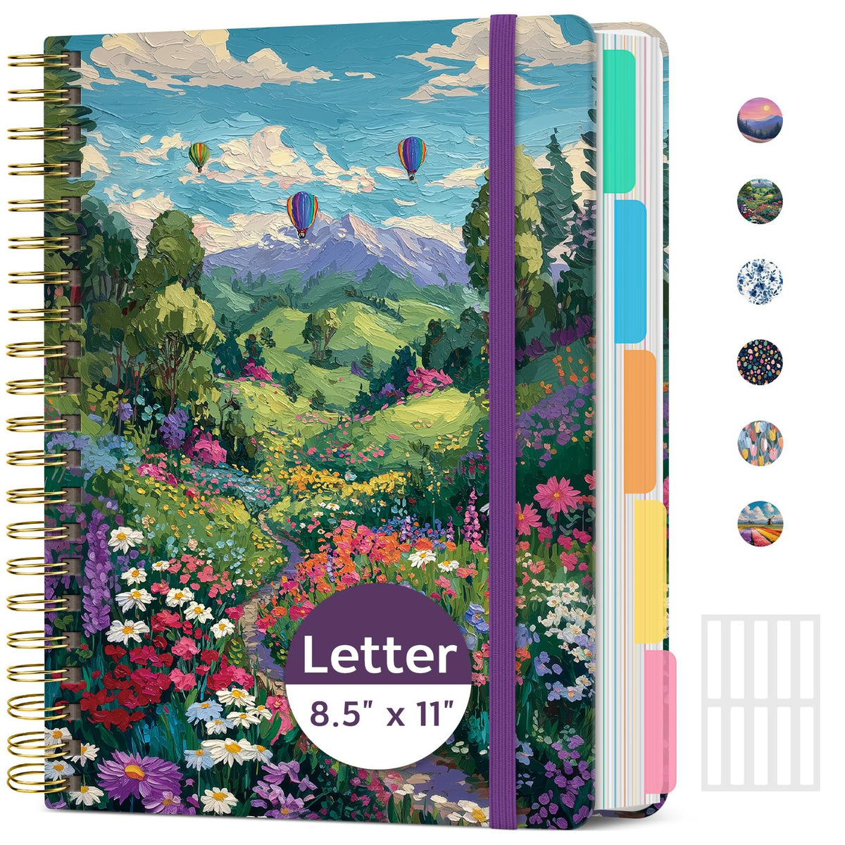 Taja Pretty Large Spiral Lined Notebook for Work with 5 Removable Dividers