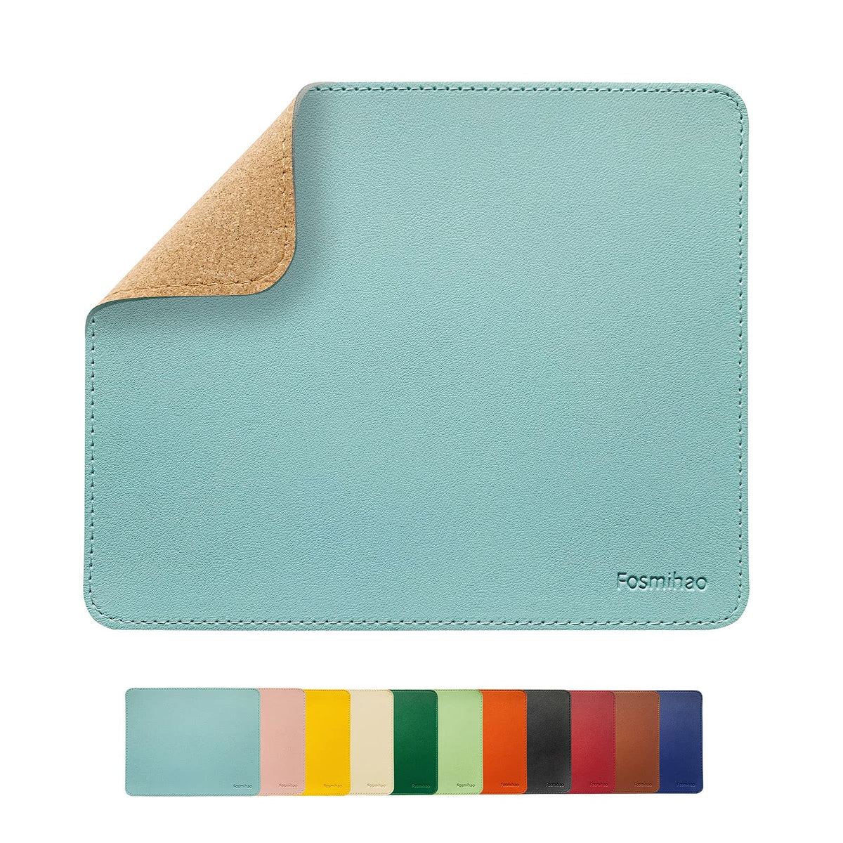 Leather Mouse Pad - Wooden Double-Side Mousepad with Stitched Edge, Waterproof Ultra Thin Mouse Pad for Computers, Laptop, Office & Home, 10.2 x 8.3 Inch, 1 Pack (Orange)