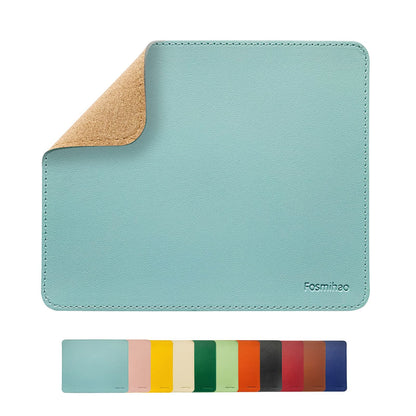 Leather Mouse Pad - Wooden Double-Side Mousepad with Stitched Edge, Waterproof Ultra Thin Mouse Pad for Computers, Laptop, Office & Home, 10.2 x 8.3 Inch, 1 Pack (Orange)