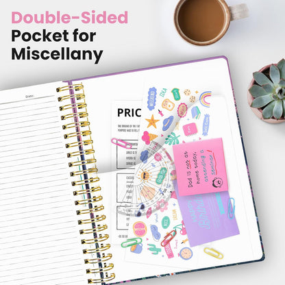 Taja Pretty Large Spiral Lined Notebook for Work with 5 Removable Dividers