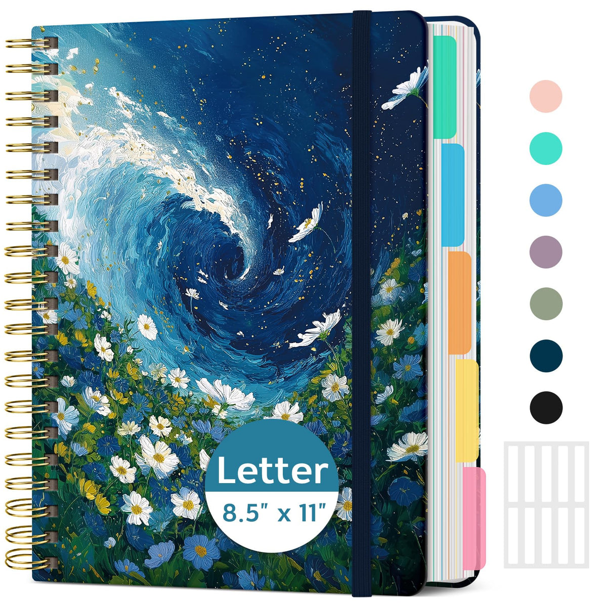 Taja Large Spiral Notebooks for Work 5 Subject with Removable Dividers