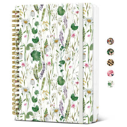 Taja Pretty Spiral Journal for Women, Lined Hardcover Notebook, 6" x 8"