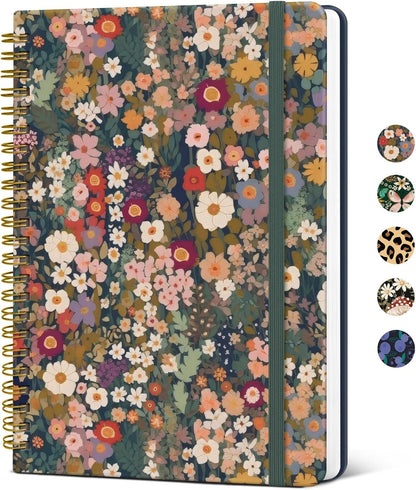 Taja Pretty Spiral Journal for Women, Lined Hardcover Notebook, 6" x 8"