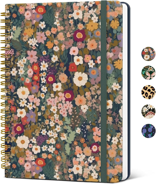 Taja Pretty Spiral Journal for Women, Lined Hardcover Notebook, 6" x 8"