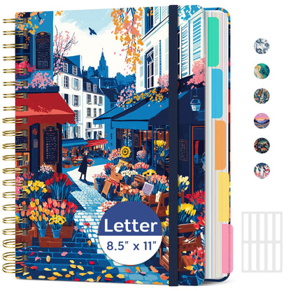 ZOTIA Large Spiral Notebooks for Work 5 Subject with Removable Dividers