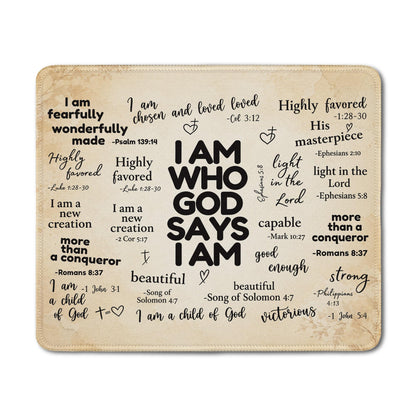 Inspirational Christian God Says I Am Mouse Pad, Minimalist Boho Floral Bible Verse Affirmation Mouse Pads Mousepad for Home Office Dorm Computers Laptop Supplies Desk Accessories, 9.5x7.9 Inch