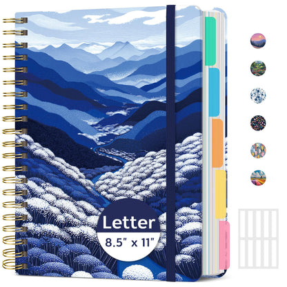 Taja Pretty Large Spiral Lined Notebook for Work with 5 Removable Dividers