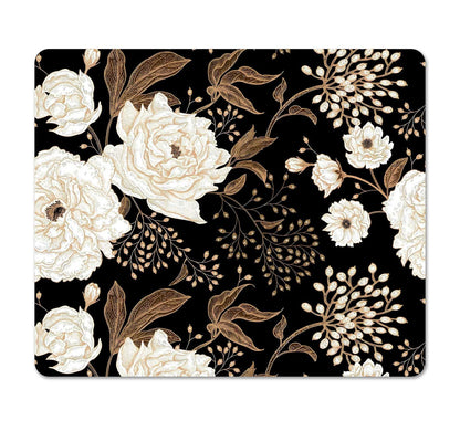 Square Cute Mouse Pad Daisy, Boho Floral Flower Mouse Pads for Desk, Non-Slip Rubber Beige Mousepad Washable Cloth, Minimal Computer Pad Decor Gifts, Coworker Gift for Girls Kids Women, 9.5x7.9 inch
